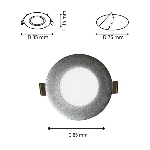 Favourite 1660-3C, врезной светильник, D85xH14, cutout:D75, 3xLEDx3W, AC:100-240V, IP21, 230LM, 4000K, included, изображение 3