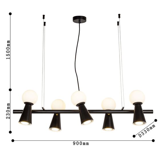 Favourite 4095-5P, подвесная люстра, L900xW330xH230/1730, 5xG9LEDx3W + 5xGU10x35W, excluded, изображение 3