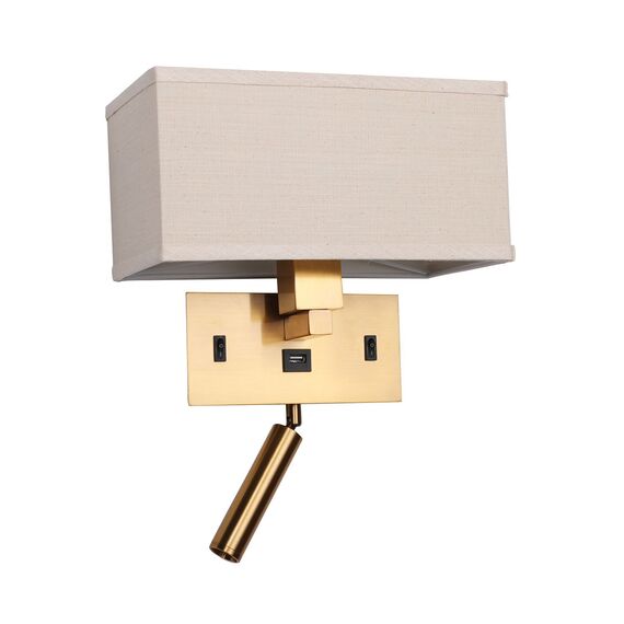 Favourite 2225-2W, настенный светильник, L280xW140xH220, 1*E27*25W, excluded + 1*LED*2W, 180LM, 4000K, included, USB