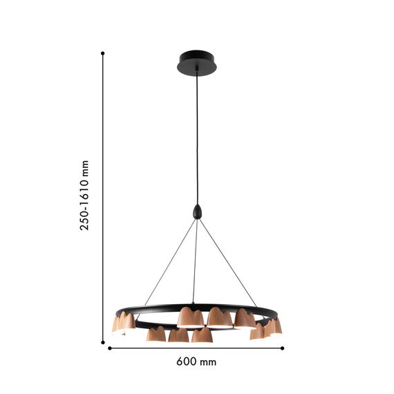 Favourite 4266-12P, подвесная люстра, D600xH250/1610, LEDx55W, 2400LM, 4000K, included, изображение 3