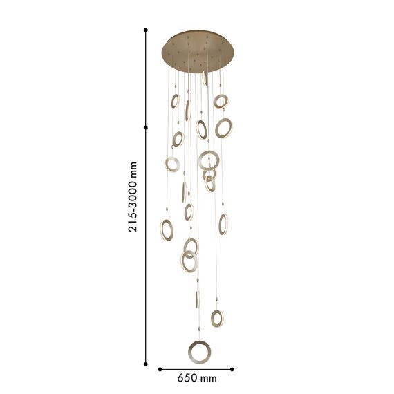 Favourite 4322-20P, подвесная люстра, D650xH215/3000, 10xLEDx7W + 10xLEDx5W, 9600LM, 4000K, included, изображение 2