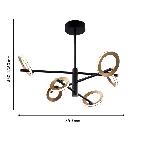 Favourite 4322-6P, подвесная люстра, D850xH460/1360, 3xLEDx7W + 3xLEDx5W, 2880LM, 4000K, included, изображение 2