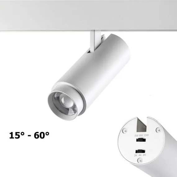NOVOTECH 359206 SHINO NT23 070 белый Трековый светильник для низков. шинопровода с переключ. цветовой температуры и мощности IP20 LED 3000К\4000К\6000К 5W/9W/1