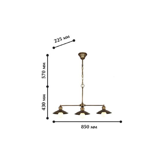Favourite 1214-3P1, люстра подвесная, L850xW225xH420/1620, 3xE27x60W, excluded, изображение 2