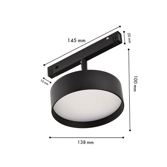 Favourite 4584-1U, трековый светильник, D138xL145xH100, LEDx18W, 48V, 1280LM, 2700-5700K, CRI>90, beam angle:100, included, изображение 3