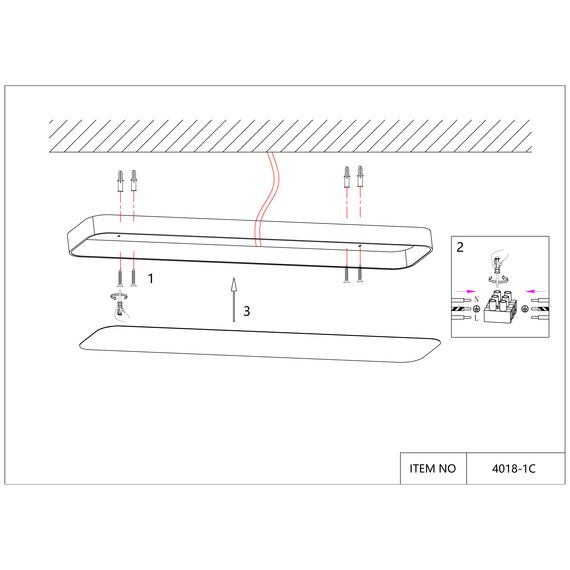 Favourite 4078-1C, потолочный светильник, L1200xW200xH50, LEDx40W, 4000LM, 4000K, included, изображение 3