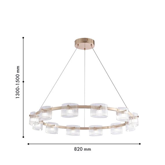 Favourite 4248-12P, подвесная люстра, D820xH1300/1500, 12xLEDx5W, 1440LM, 4000K, included, изображение 2