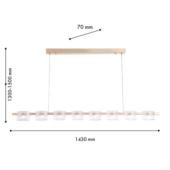 Favourite 4248-8P, подвесная люстра, L1430xW70xH1300/1500, 8xLEDx5.25W, 960LM, 4000K, included, изображение 2