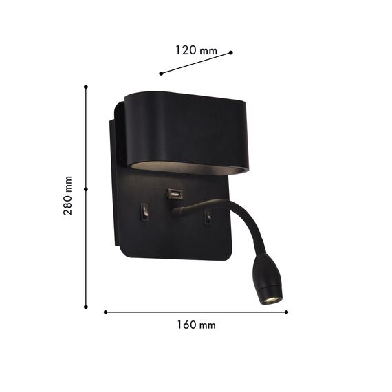 F-Promo 4476-2W, настенный светильник, D120xW160xH280, LEDx4W + LEDx1.5W, 220LM, 4000K, included, switch, изображение 3