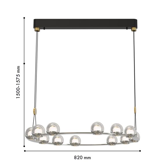 Favourite 4291-12P, подвесная люстра, D820xH1500/1575, 12xLEDx7.2W, 7000LM, 4000K, included, изображение 2