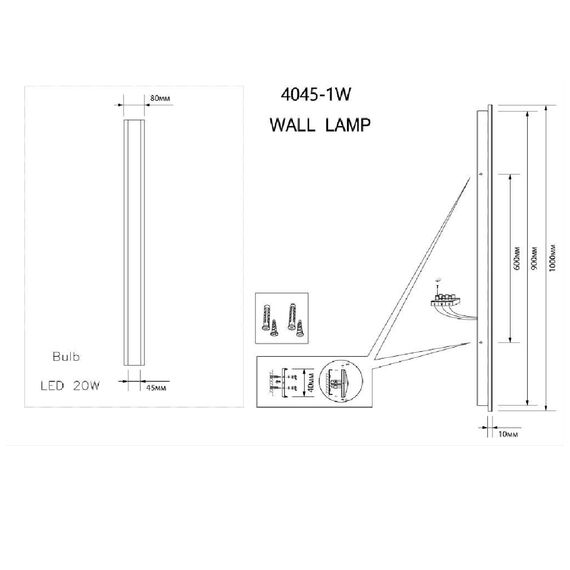 Favourite 4045-1W, уличный светильник, D50xL1000xW80, LEDx20W, 1600LM, 4000K, IP67, included, изображение 7