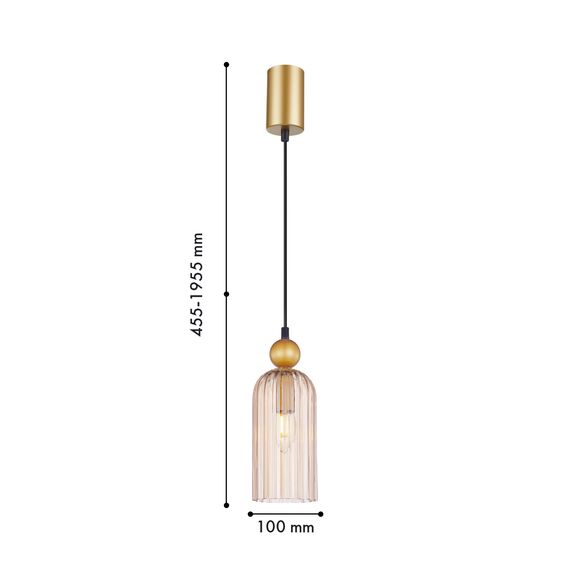 F-Promo 4365-1P, подвес, D100xH455/1955, 1xE14x40W, excluded, изображение 2