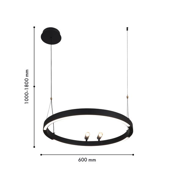 F-Promo 4474-1P, подвесная люстра, D600xH1000/1800, LEDx58W + 2xLEDx3W, 1860LM, 3000-6500K, included, remote control, изображение 3