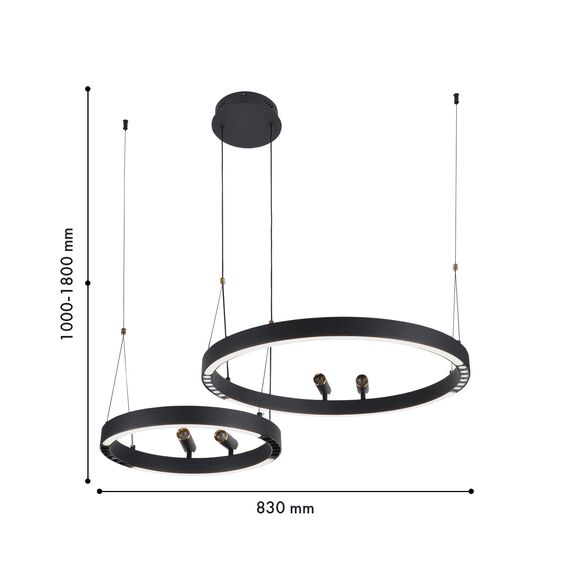 F-Promo 4474-2P, подвесная люстра, D830xH1000/1800, LEDx53W + LEDx33W + 4xLEDx3W, 2075LM, 3000-6500K, included, remote control, изображение 4