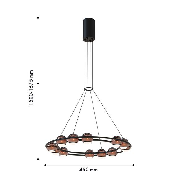 Favourite 4561-12P, подвесная люстра, D450xH1500/1675, 12xLEDx4W, 2880LM, 4000K, included, изображение 2