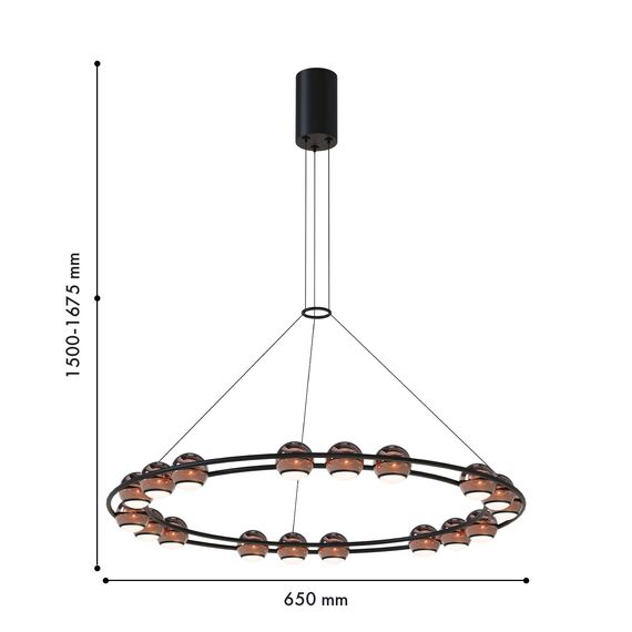 Favourite 4561-18P, подвесная люстра, D650xH1500/1675, 18xLEDx4W, 4320LM, 4000K, included, изображение 2