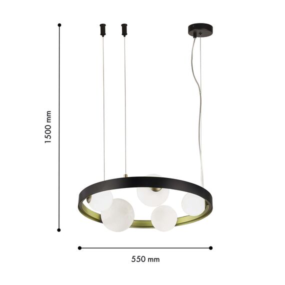 F-Promo 4628-5P, подвесная люстра, D550xH200/1500, 5xG9x28W, excluded, изображение 3