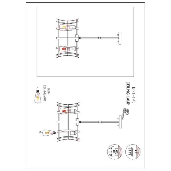 Favourite 1521-4PC, люстра 2в1, D400xH230/675, 4xE27x40W, excluded, изображение 5