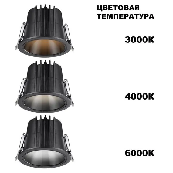 NOVOTECH 359429 SPOT NT24 000 черный Светильник встраиваемый с переключателем цв. температуры IP65 LED 20W 170-265V 3000К\4000К\6000К LANG, изображение 4