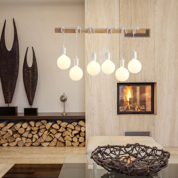 EVOLUCE SL1142.503.06 Светильник подвесной Белый, Светлое дерево E27 6*60W, изображение 7