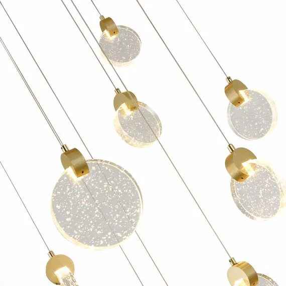 ST LUCE SL6104.203.09 Светильник подвесной ST-Luce Золотистый/Прозрачный,С пузырьками воздуха LED 9*3W 3000K, изображение 2