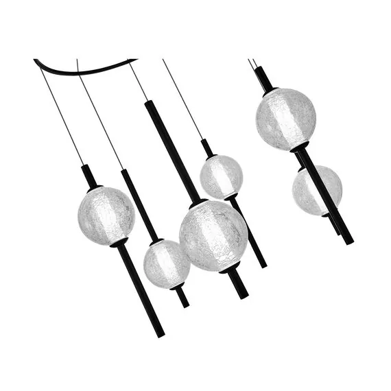 ST LUCE SL6120.403.06 Светильник подвесной ST-Luce Черный/Прозрачное кракелированное стекло LED 6*8,5W 3000K, изображение 2