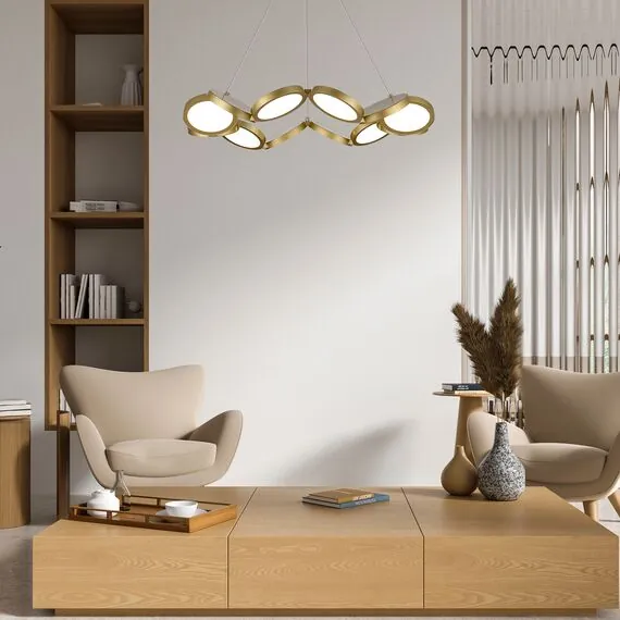 ST LUCE SL6508.203.01 Светильник подвесной ST-Luce Матово Золотистый/Белый LED 1*60W 4000K, изображение 4