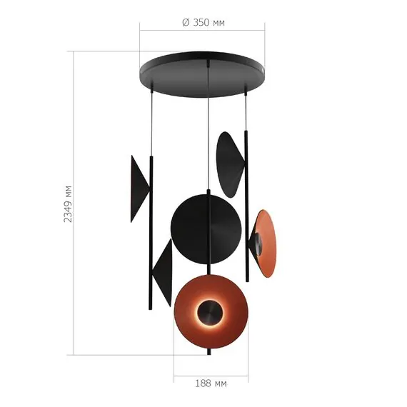 ST LUCE SL3003.403.09 Светильник подвесной ST-Luce Черный/Оранжевый, Черный LED 9*2W 3000K, изображение 2