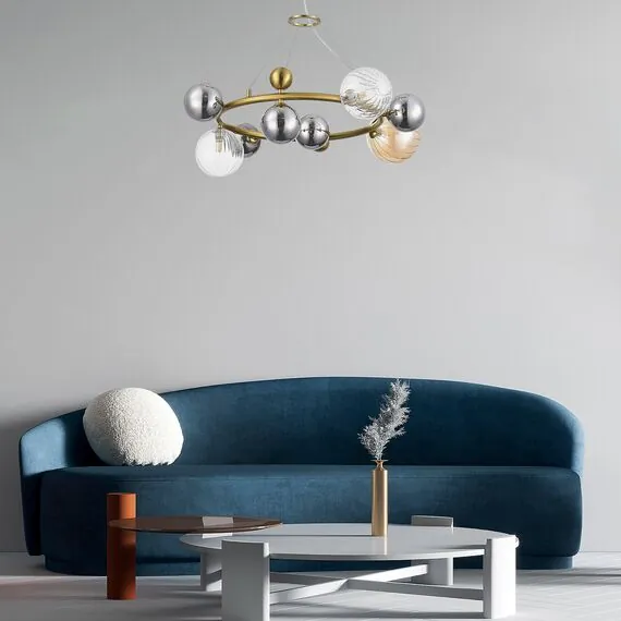 ST LUCE SL1515.303.08 Светильник подвесной ST-Luce Латунь/Янтарный,Дымчатый,Прозрачный G9 8*5W 4000K, изображение 4